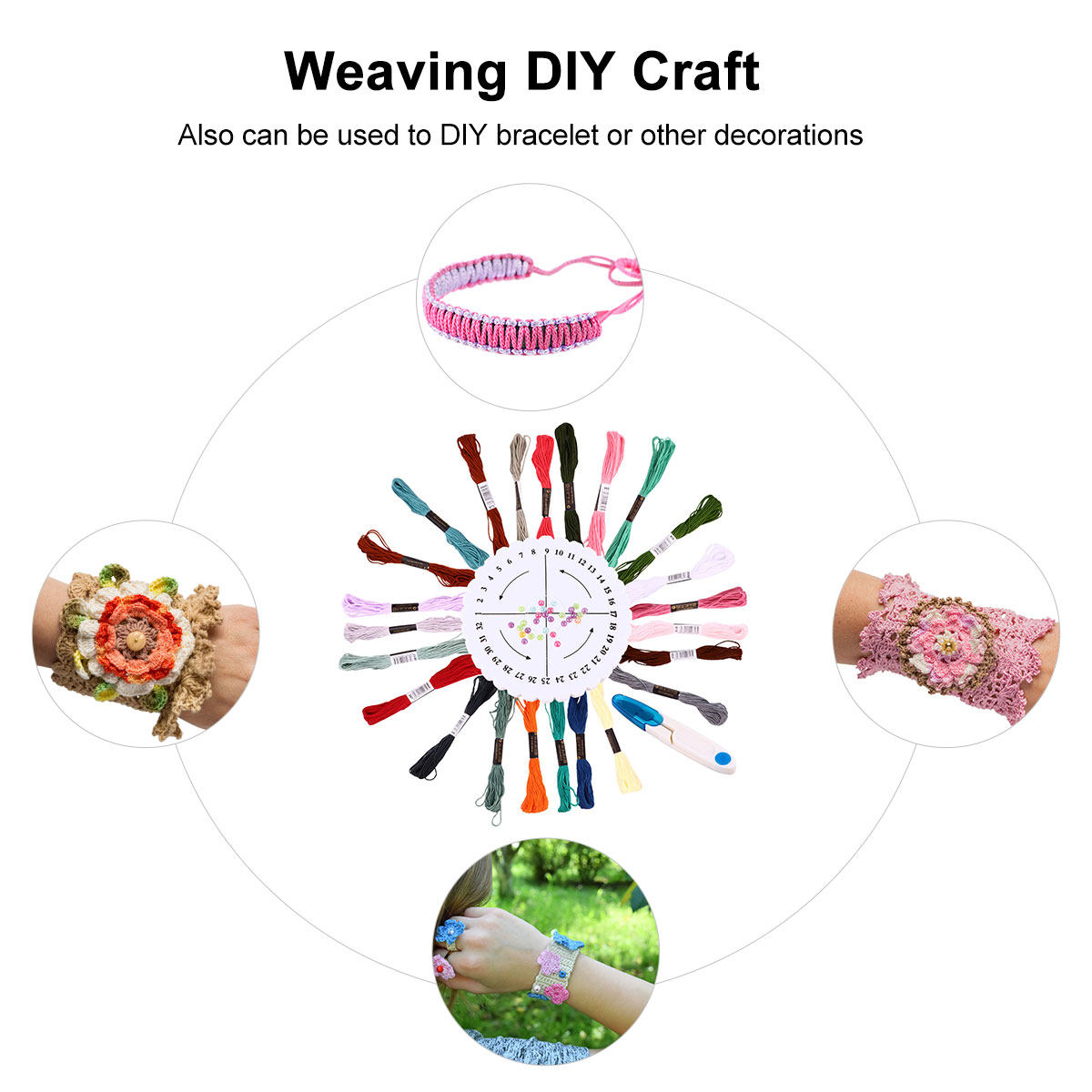 Embroidery Craft - Zestaw do tworzenia bransoletek przyjaźni, okrągła
