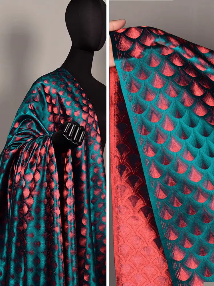 Crystal Mesh Fabric - Tkana tkanina brokatowa paw zielony Gradientowy